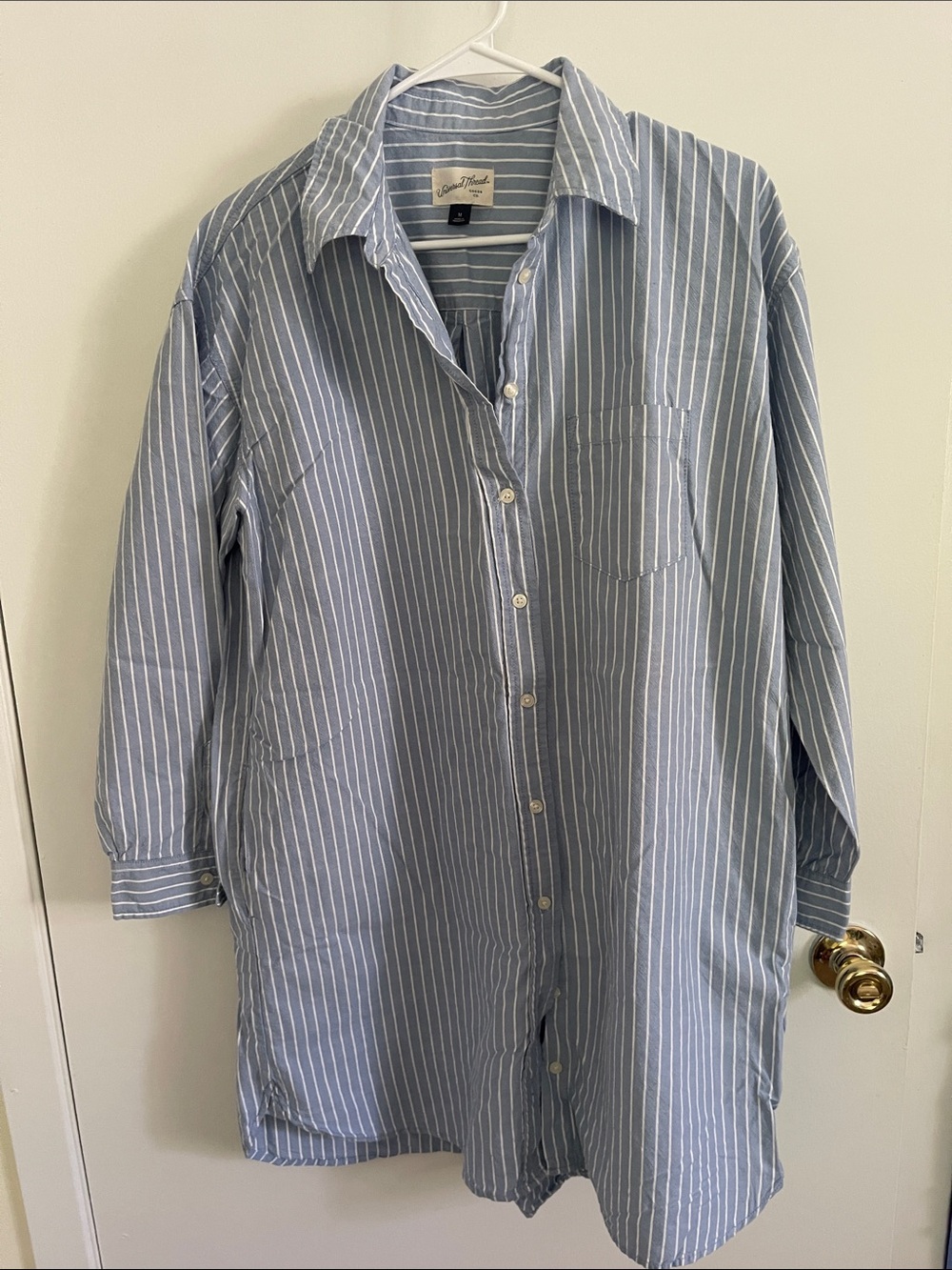 Universal Thread Light Blue and White Striped Button-Down Dress